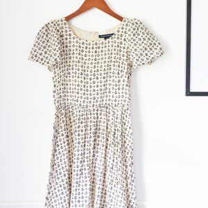 Patterned Cream Knee Length French Connection, Size 4